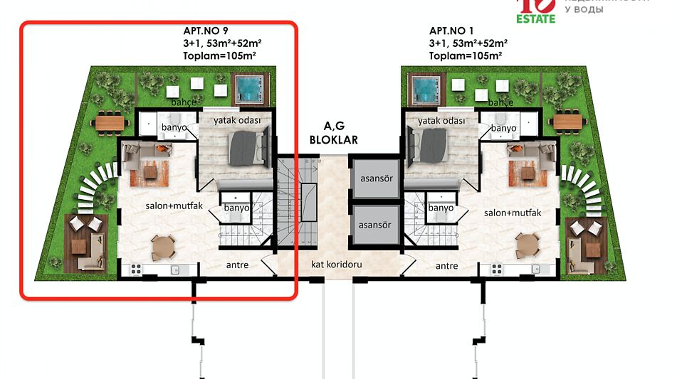 Гарден-дублекс  в Oba Privilege