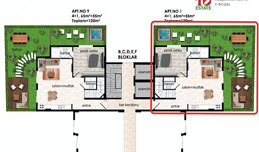 Гарден-дублекс  в Oba Privilege!