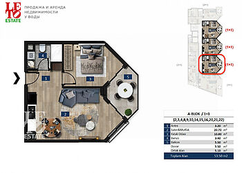 Квартира 1+1 с  видом на море!