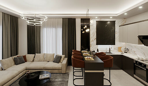 Видовая 1+1 в VELUXE REZİDENCE