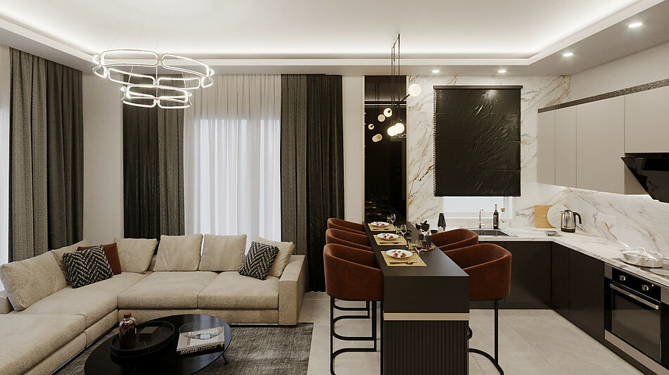 Видовая 1+1 в VELUXE REZİDENCE