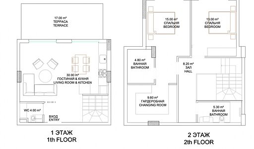 Гарден-дублекс с террасой и садом