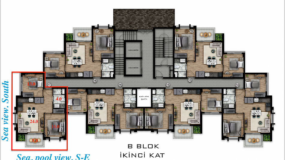 Недорогая 2+1 с видом на море!