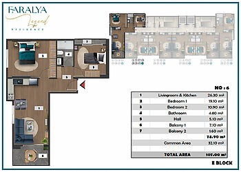 Недорогая 2+1 в ЖК Faralya Legend