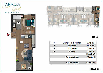 Большая 1+1 в ЖК Faralya Legend