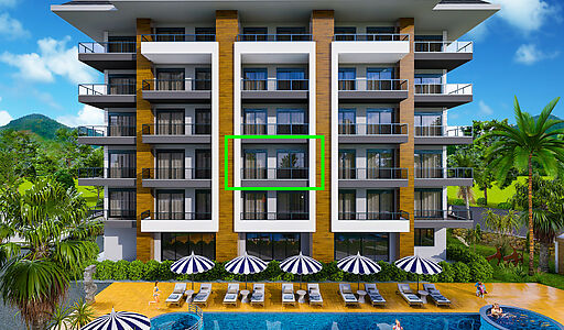 Двухкомнатная в VELUXE RESİDENCE