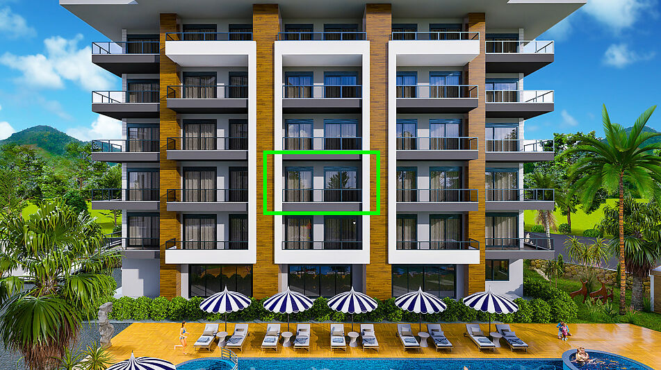 Двухкомнатная в VELUXE RESİDENCE